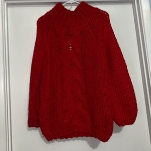 Bright Red Thick Knit Sweater